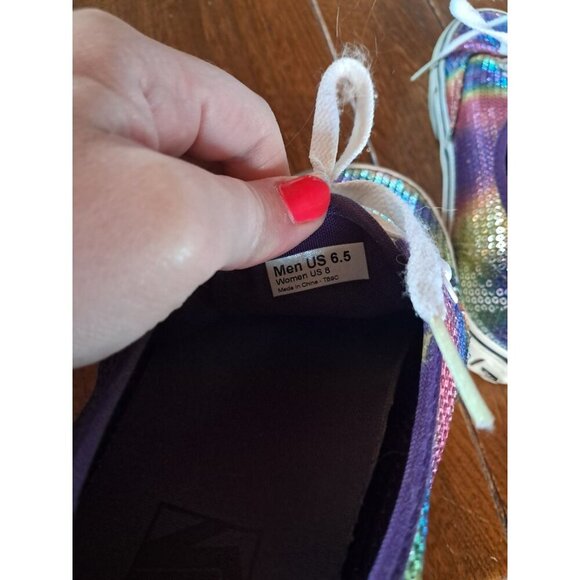 Vans Rainbow Sequins Classic Low Lace up Sneakers Mens 6.5 Women 8 - Picture 4 of 5